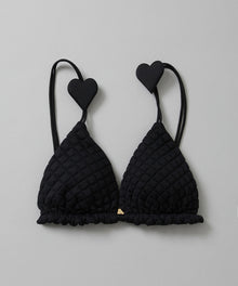  QUILT HEART TIE TOP / 071001 / BLACK